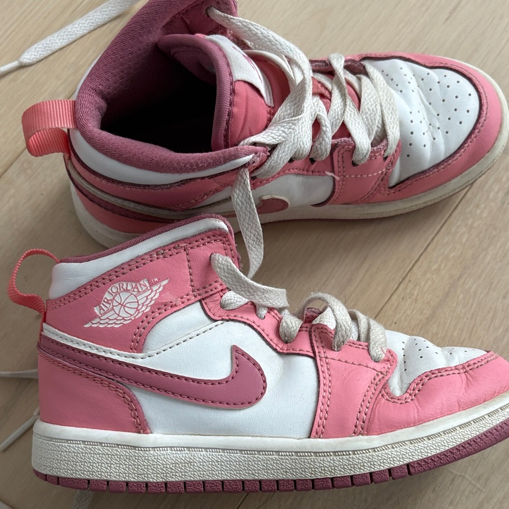Nike Air Jordan’s Kids High-Top Pink and White Sneakers size 11C